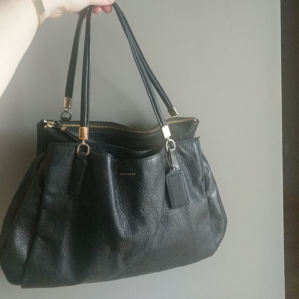Black leather Coach shoulder bag